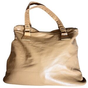 Bijoux Terner Tan Faux Leather Tote Bag Crocodile Embossed Trim Shoulder Bag